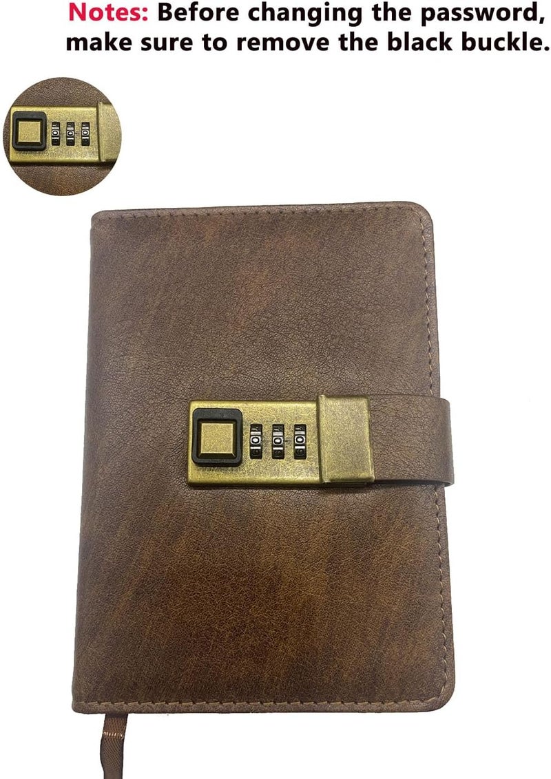 WEMATE Journal with Lock, Diary with Lock 192 Pages, Password Notebook, Pen & Gift Box - Perfect for Men and Women - 4.3X 6.18in Brown Keep Your Secrets Safe - Image 4